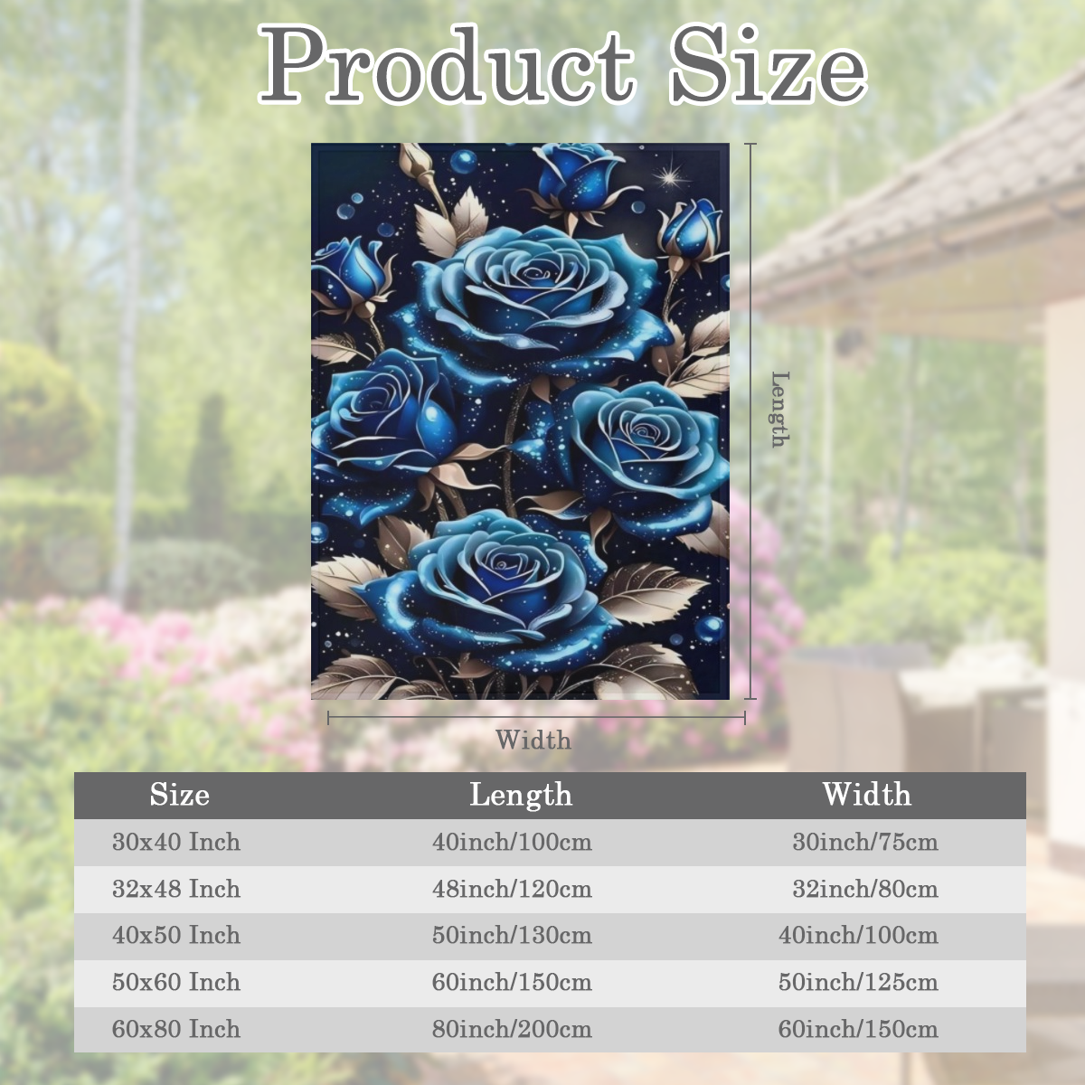 Contemporary Style Dreamy Blue Rose Print Blanket - Lightweight Polyester for Sofa, Bed, Travel, Camping, Living Room, Office, Sofa Chair, and Bed - Digital Printed Fleece - Soft Warm Polyester Fabric