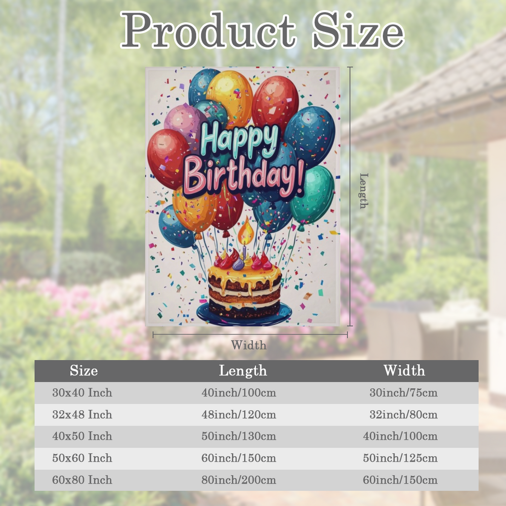 1pc Happy Birthday Fluffy Fleece Blanket with Colorful Balloons & Cake Design - Soft OutdoorIndoor Blanket for Home Decor, Parties, and Special Occasions, Outdoor Blanket Vibrant Blanket Design Flanne