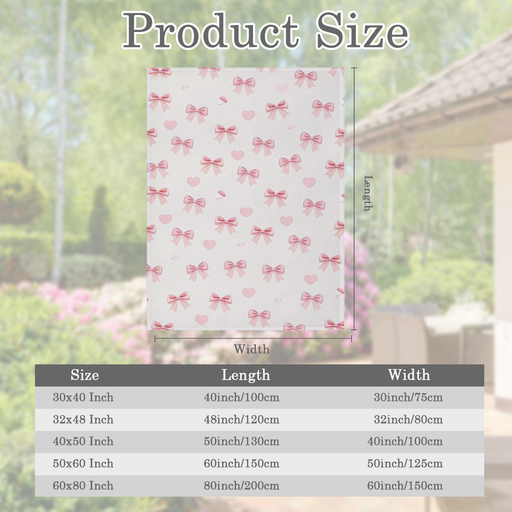 1pc Pink Bowknots Blanket Pastel Pink Bow Print Design Perfect for Bedroom Decor Living Room Decor Girls Room Decor Wedding Decor Baby Shower Decor and Valentine' s Day Decor.