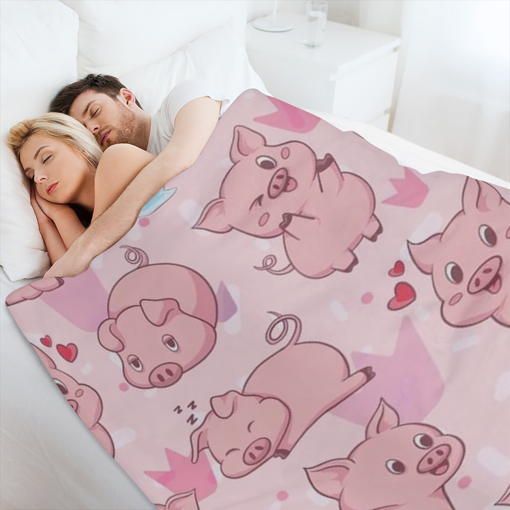 1pc Vintage Pig Pattern Flannel Fleece Throw Blanket - All-Season Knit Fabric, Multipurpose, Sanded Craftsmanship, 100 Polyester, Tear Resistant, Digital Print, Soft, Comfortable, Warm for Bed Couch T