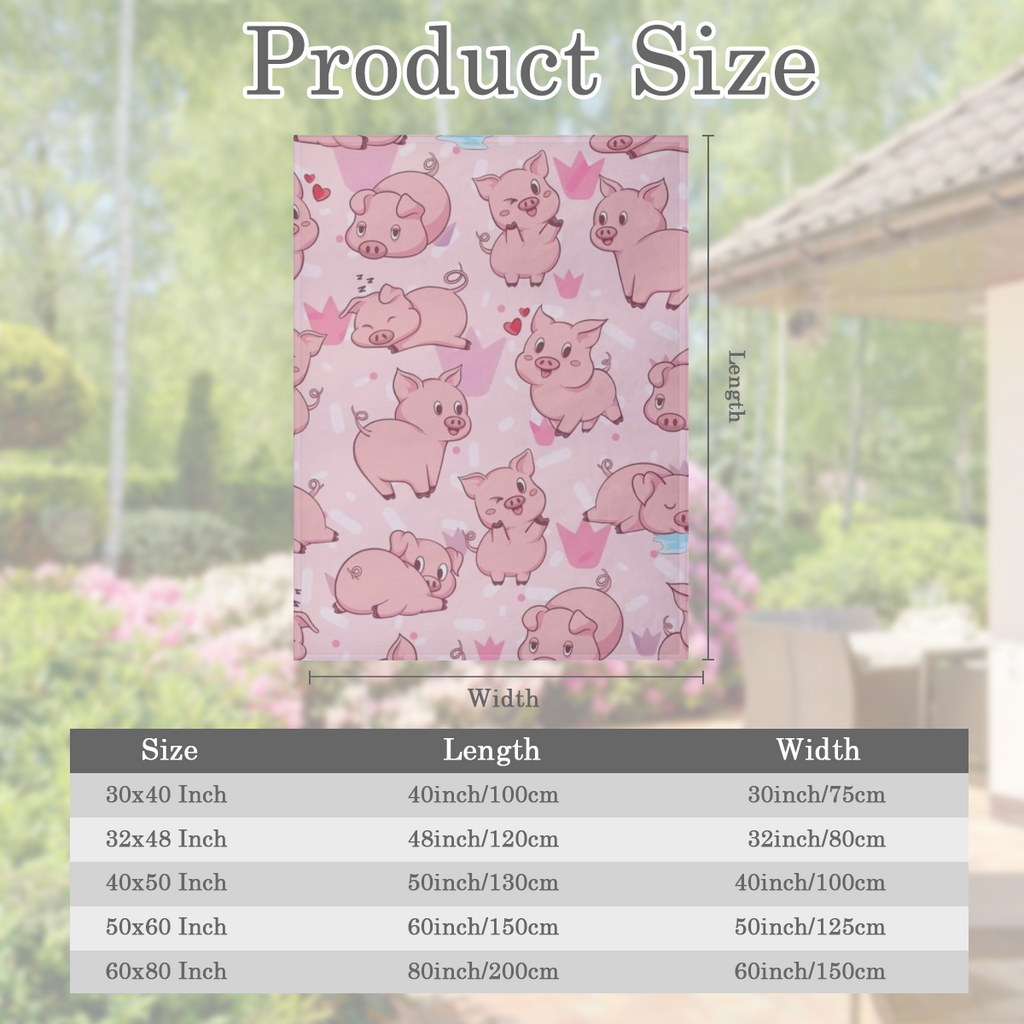 1pc Vintage Pig Pattern Flannel Fleece Throw Blanket - All-Season Knit Fabric, Multipurpose, Sanded Craftsmanship, 100 Polyester, Tear Resistant, Digital Print, Soft, Comfortable, Warm for Bed Couch T