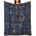 Antique Charm Vintage Egyptian Print Flannel Throw Blanket - Soft Warm Cozy for Couch Bed Office and Travel Machine Washable