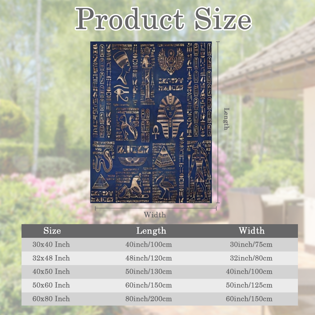 Antique Charm Vintage Egyptian Print Flannel Throw Blanket - Soft Warm Cozy for Couch Bed Office and Travel Machine Washable