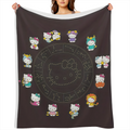 1pc Sanrio Hello Kitty Constellation Flannel Blanket Soft, Cozy, All- Season Throw with Zodiac Signs & Playing Card Design, Perfect for Family Room or Gift for Fans and Friends, Hello Kitty Blanket
