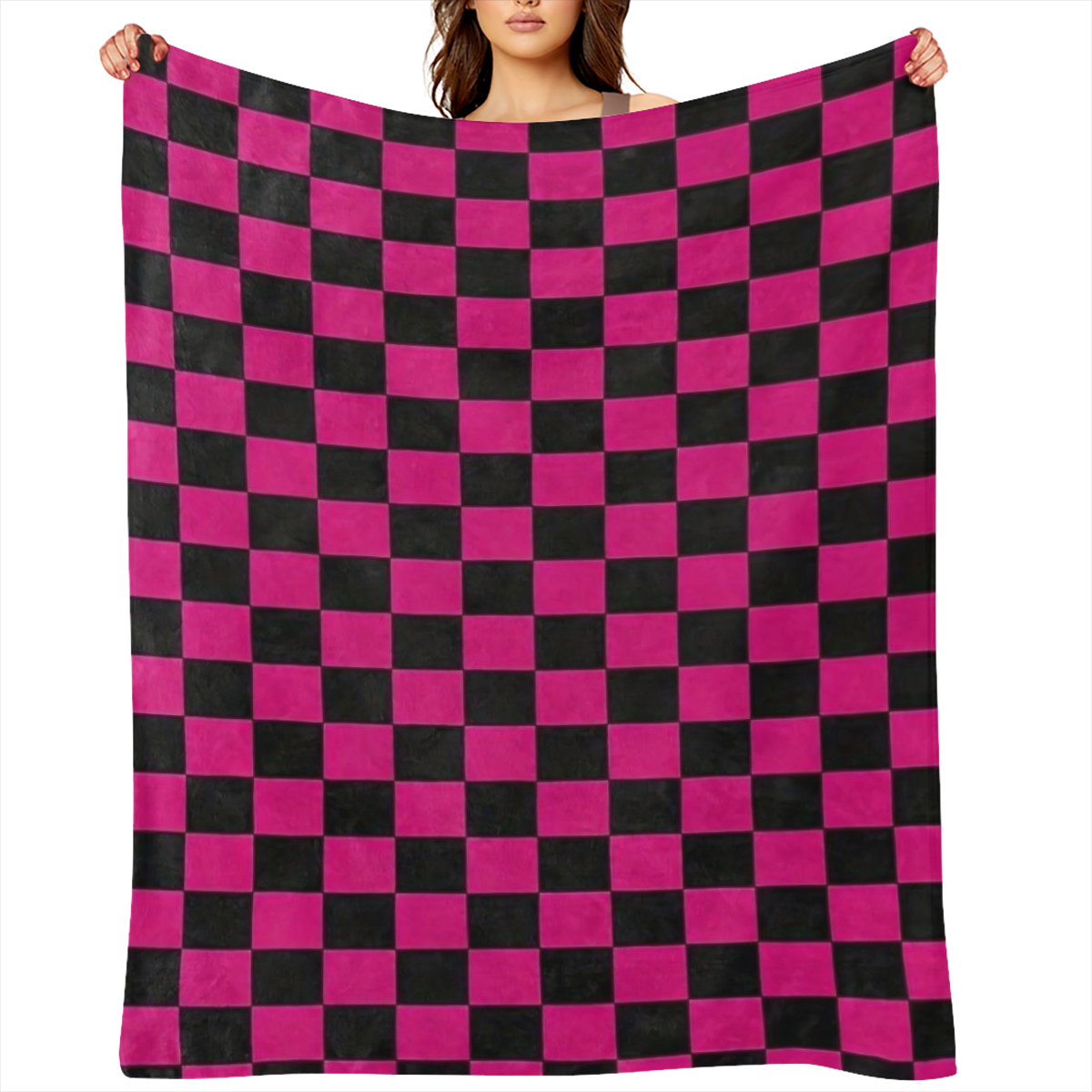 Contemporary Plaid Checkered Flannel Throw Blanket - Hypoallergenic, Tear Resistant, All-Season Knitted Polyester Throw for Multipurpose Use - Digital Print, Space Themed, Ideal for Nap, Couch, Travel
