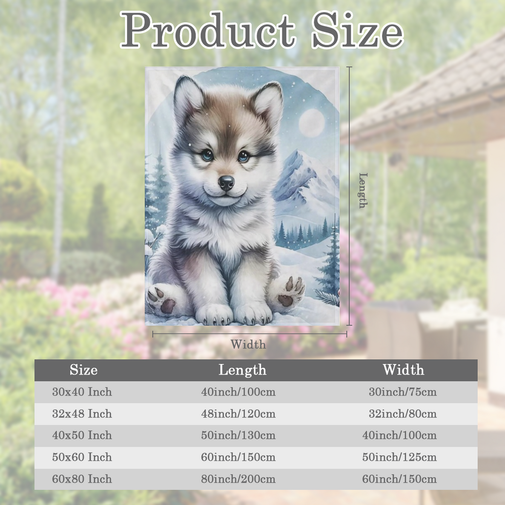 1pc Warm Gift - FLuffy Wolfdog In The Snow Cute Fun Print Flannel Blanket, Soft Warm Cozy Skin- friendly Machine Washable Blanket For Sofa Bed Car Camping Office Home Decor, Multipurpose Gift Blanket