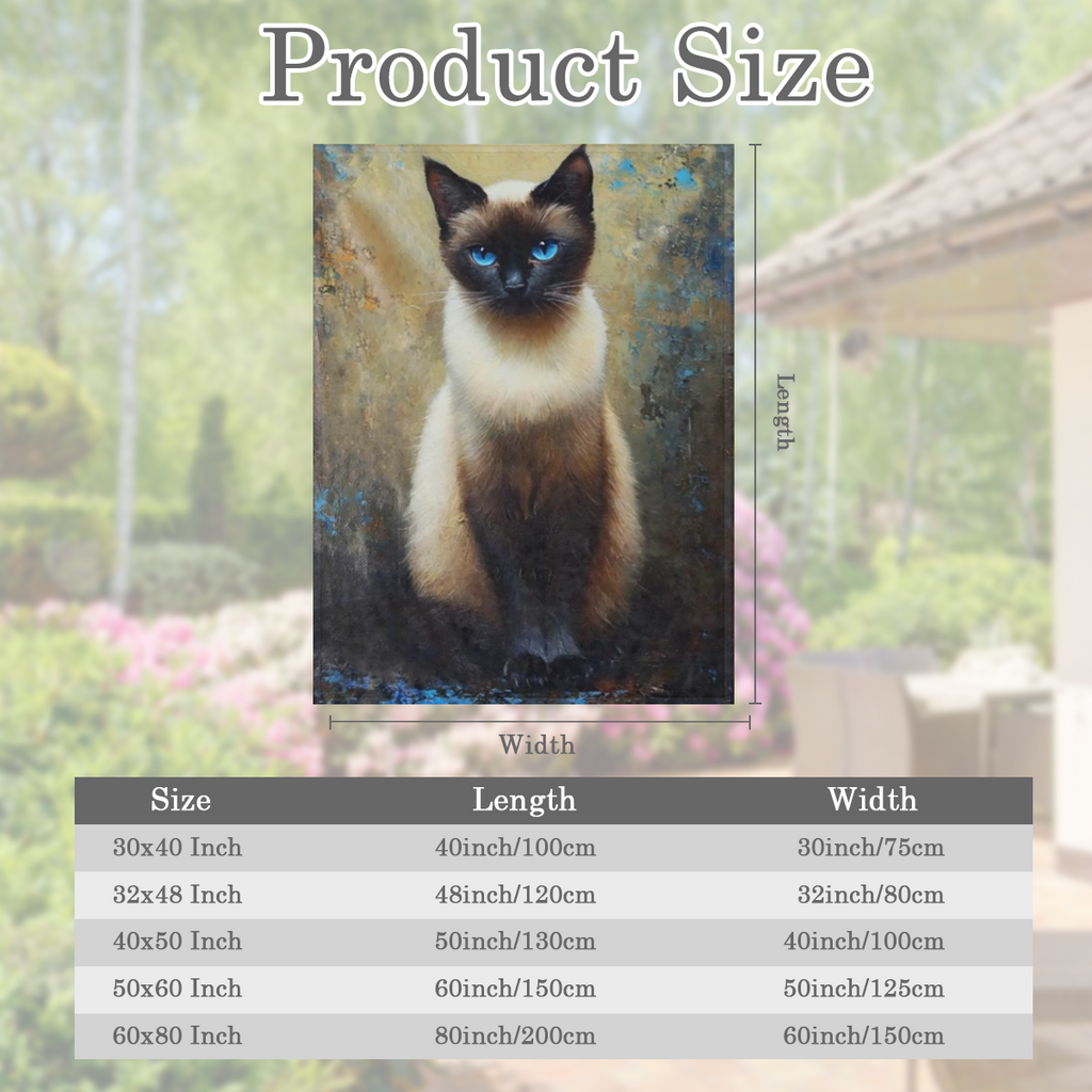 1pc Siamese Cat Print Fleece Throw Blanket, Mixed Colors, Knitted Polyester, Digital Print, All- Season, Anti- Tear, Versatile for Home, Beach, Camp, Sofa, Pet, Office, Living Room Decor, Gift for Afr