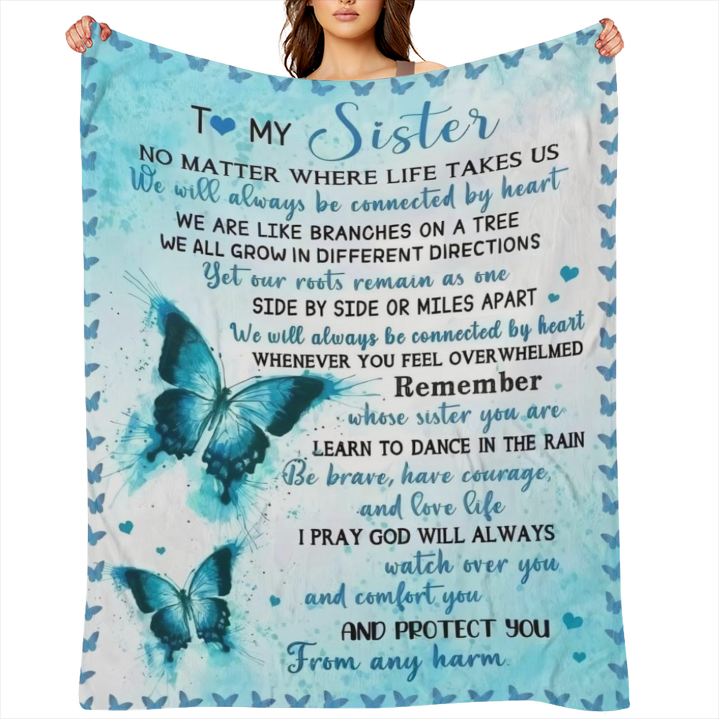 1 piece flannel blanket from sister blanket to my sister warm and comfortable soft blanket for sofa bed sofa office camping