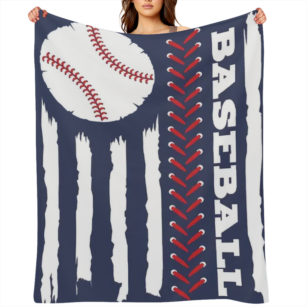 1pc Soft & Cozy Baseball Print Flannel Fleece Throw Blanket - Contemporary Style, All- Season Knitted Polyester, Digital Print for Napping, Office, School, Home, Picnic, and Travel
