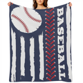 1pc Soft & Cozy Baseball Print Flannel Fleece Throw Blanket - Contemporary Style, All- Season Knitted Polyester, Digital Print for Napping, Office, School, Home, Picnic, and Travel