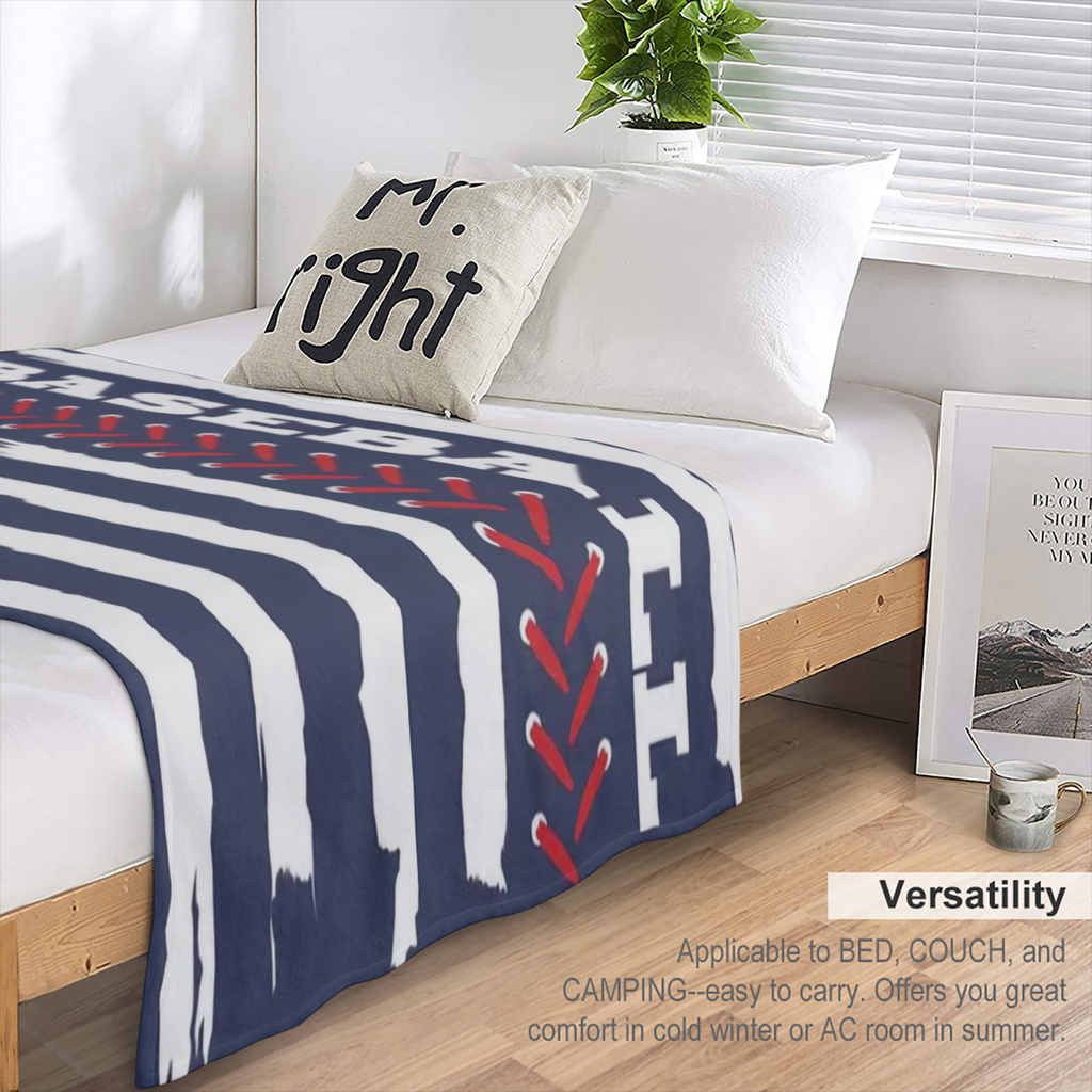 1pc Soft & Cozy Baseball Print Flannel Fleece Throw Blanket - Contemporary Style, All- Season Knitted Polyester, Digital Print for Napping, Office, School, Home, Picnic, and Travel