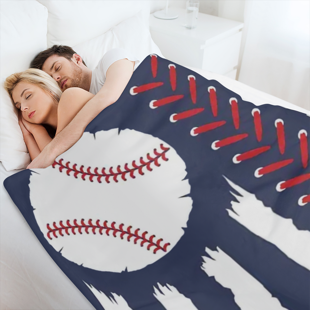 1pc Soft & Cozy Baseball Print Flannel Fleece Throw Blanket - Contemporary Style, All- Season Knitted Polyester, Digital Print for Napping, Office, School, Home, Picnic, and Travel