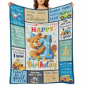 1st Birthday Teddy Bear Blanket for Boys, 50x40 Plush Flannel, Playful Design, Perfect for Milestone Celebrations & Cozy Nights