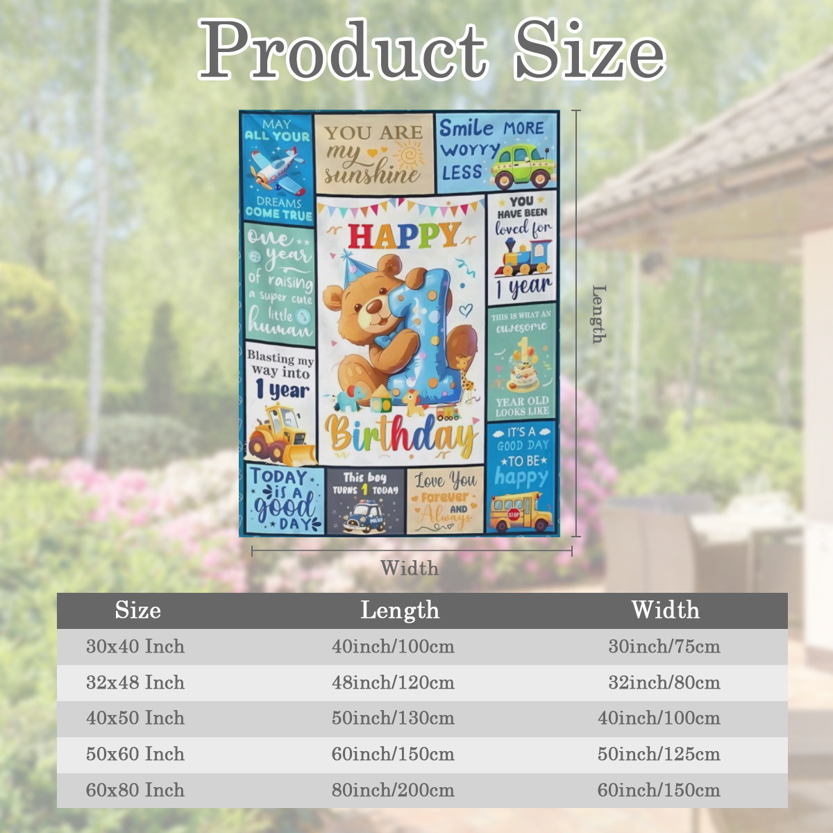 1st Birthday Teddy Bear Blanket for Boys, 50x40 Plush Flannel, Playful Design, Perfect for Milestone Celebrations & Cozy Nights