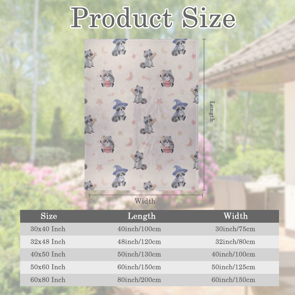 Cute Raccoon and Moon Star Throw Blanket Thin Lightweight Blanket for Couch Sofa Travel