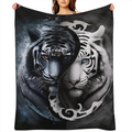 Double-Sided Tiger Flannel Print Blanket, Modern Style Blanket, Soft And Comfortable Blanket, Travel Sofa Bed, Office Home Decoration, Birthday Gift Blanket, Suitable for Boys, Girls, Adults, Availabl
