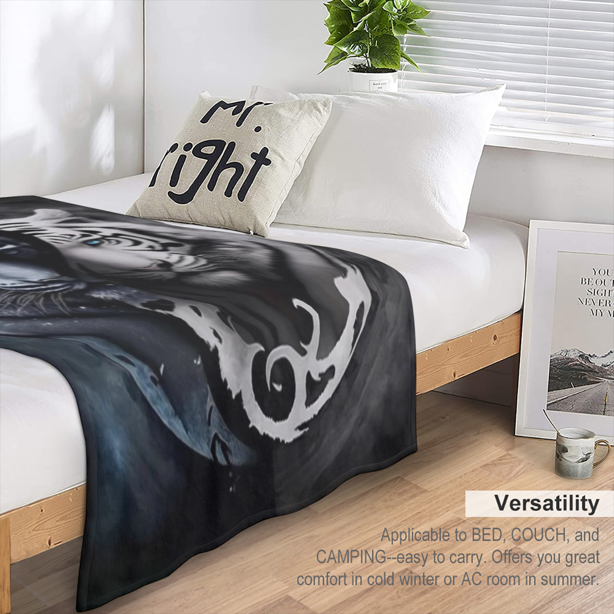 Double-Sided Tiger Flannel Print Blanket, Modern Style Blanket, Soft And Comfortable Blanket, Travel Sofa Bed, Office Home Decoration, Birthday Gift Blanket, Suitable for Boys, Girls, Adults, Availabl