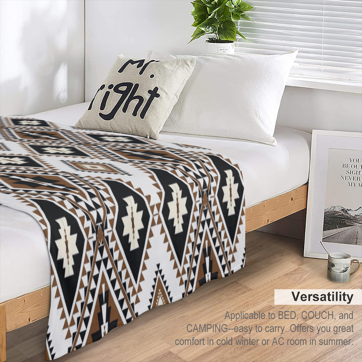 Geometric Ethnic African American Throw Blanket 280GSM Flannel Blankets for Couch Bed Sofa Dorm, Warmth Soft Cozy Fleece Blanket Gifts for Her Him All Season