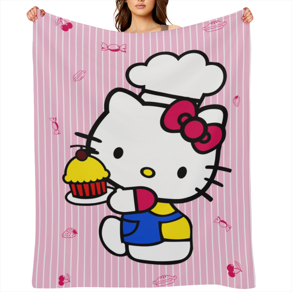 13pcs Sanrio Hello Kitty Throw Blanket Plush for Sofa, Thermal Pet, Women' s Outdoor and Car Camping