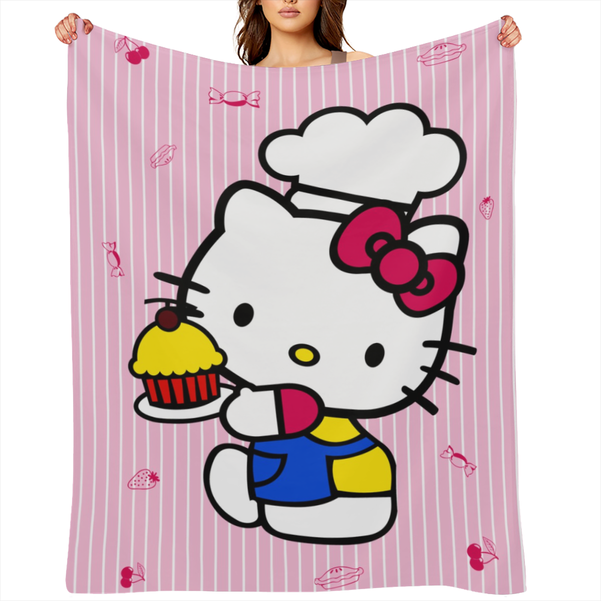 13pcs Sanrio Hello Kitty Throw Blanket Plush for Sofa, Thermal Pet, Women' s Outdoor and Car Camping