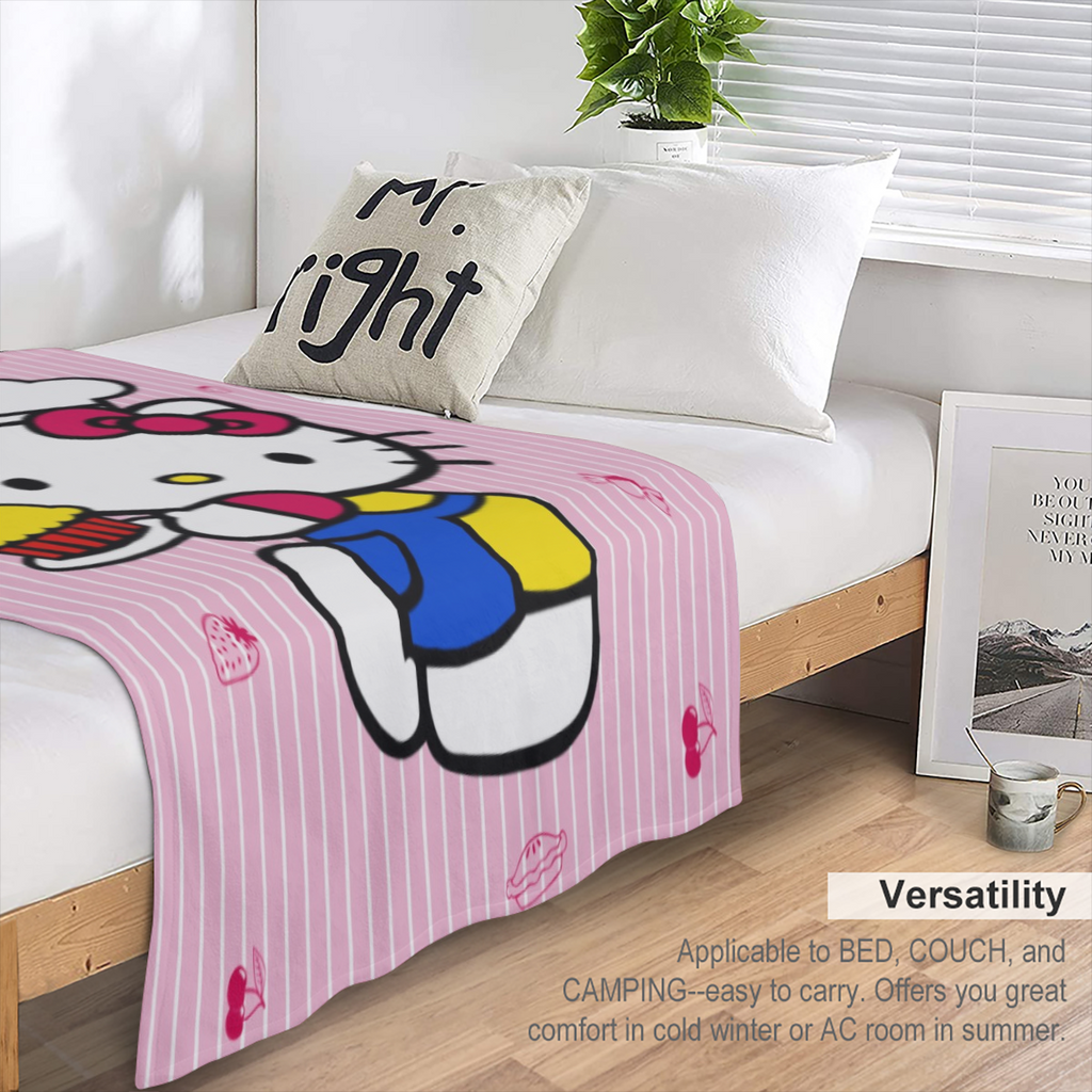 13pcs Sanrio Hello Kitty Throw Blanket Plush for Sofa, Thermal Pet, Women' s Outdoor and Car Camping
