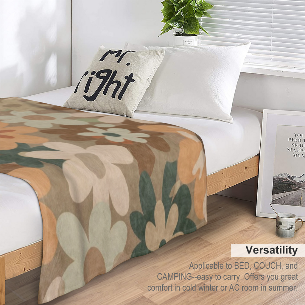 Beautiful Flower Blanket Throw Blanket - Soft, Warm, and Cozy Flannel Blanket for All - Lightweight Antipilling Plush Blanket for Sofa, Office, Travel, and Outdoor Use - 50X60 Inches