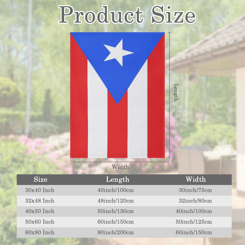 1pc Puerto Rico Flag Printed Adult Blanket Four Seasons Flannel Blanket Soft Warm Plush Blanket Sofa Bed Camping Travel Theater Ideal Flag Gift and Holiday Gift