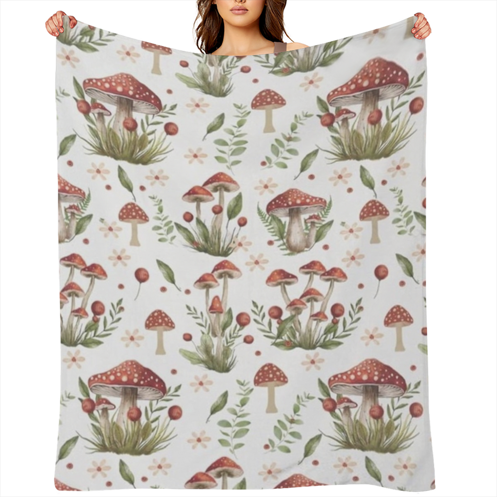 Cozy Red Mushroom Throw Blanket Soft Plush Flannel with Whimsical Forest- Themed Design, Lightweight & Warm, Perfect for Couch or Bed, Ideal Gift for Youngsters and Adults, 4 Sizes Available ( 30x40,