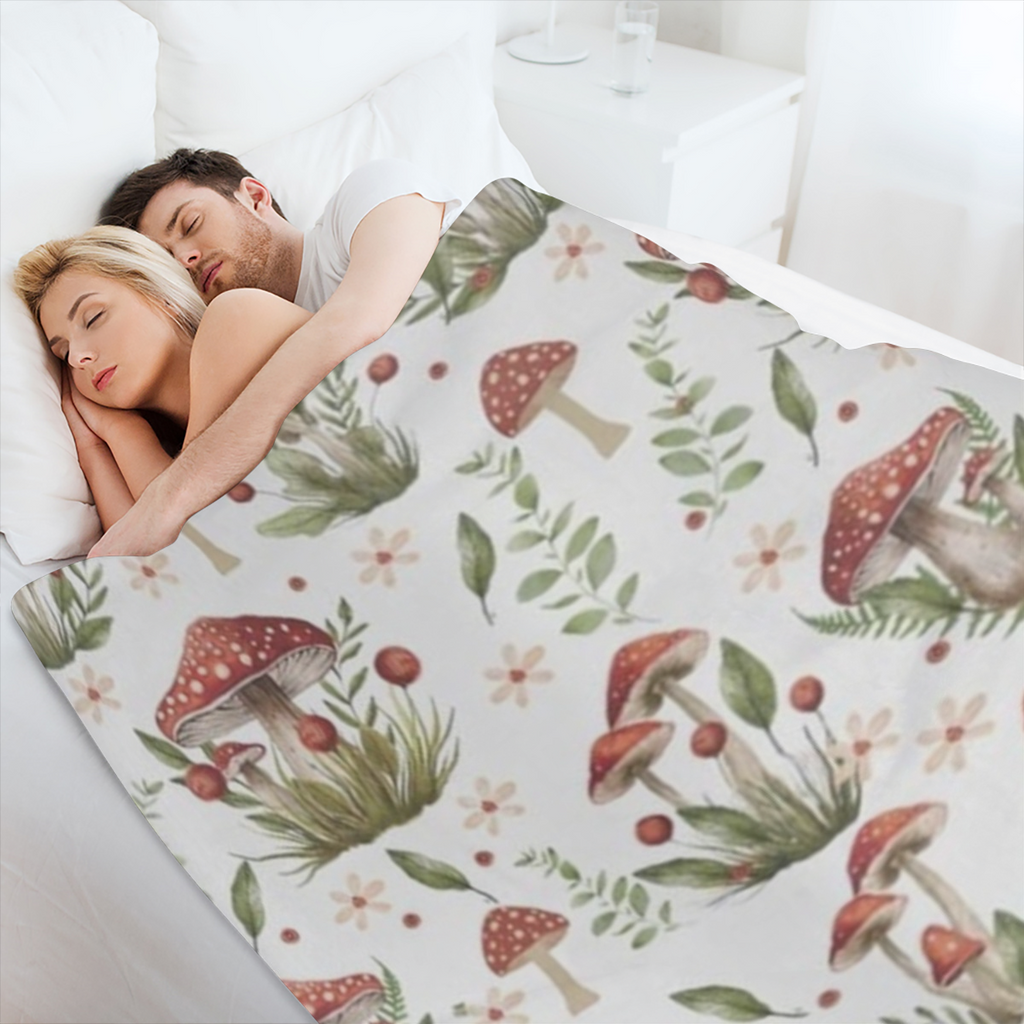 Cozy Red Mushroom Throw Blanket Soft Plush Flannel with Whimsical Forest- Themed Design, Lightweight & Warm, Perfect for Couch or Bed, Ideal Gift for Youngsters and Adults, 4 Sizes Available ( 30x40,