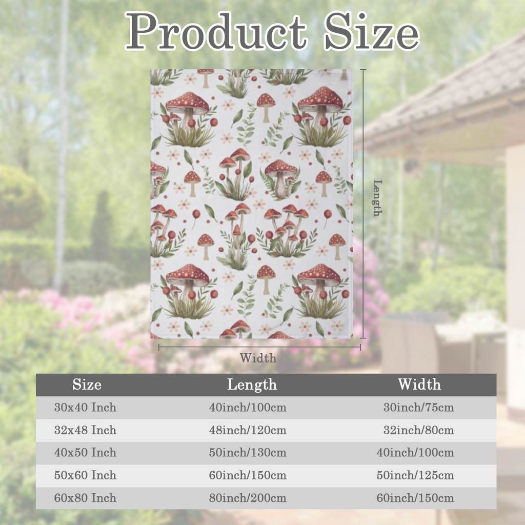 Cozy Red Mushroom Throw Blanket Soft Plush Flannel with Whimsical Forest- Themed Design, Lightweight & Warm, Perfect for Couch or Bed, Ideal Gift for Youngsters and Adults, 4 Sizes Available ( 30x40,