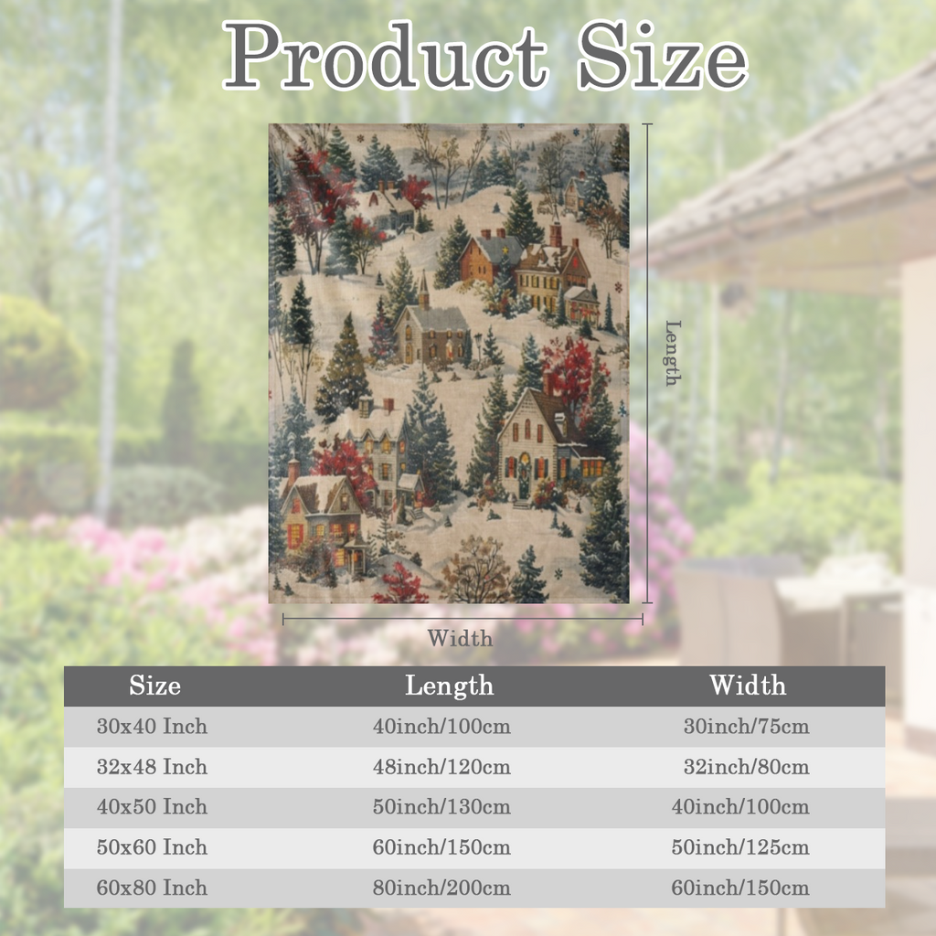 A vintage flannel blanket with pine and house prints, comfortable and soft all season, suitable for sofas, beds, offices and travel, warm Christmas gift blanket, 100 polyester, woven in digital print,