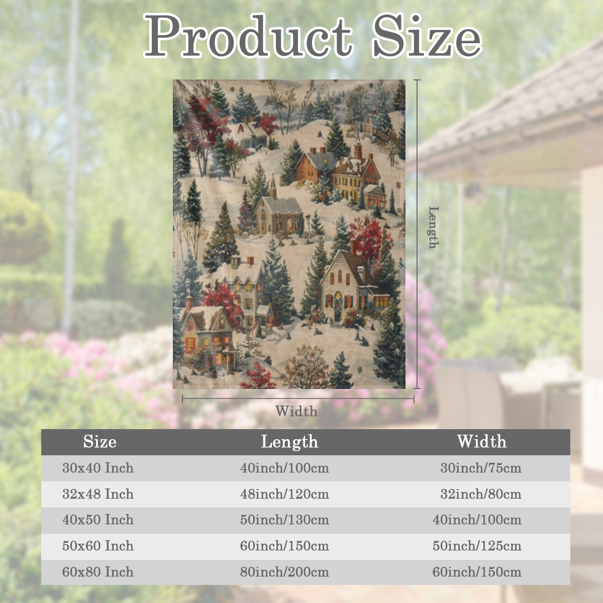 A vintage flannel blanket with pine and house prints, comfortable and soft all season, suitable for sofas, beds, offices and travel, warm Christmas gift blanket, 100 polyester, woven in digital print,