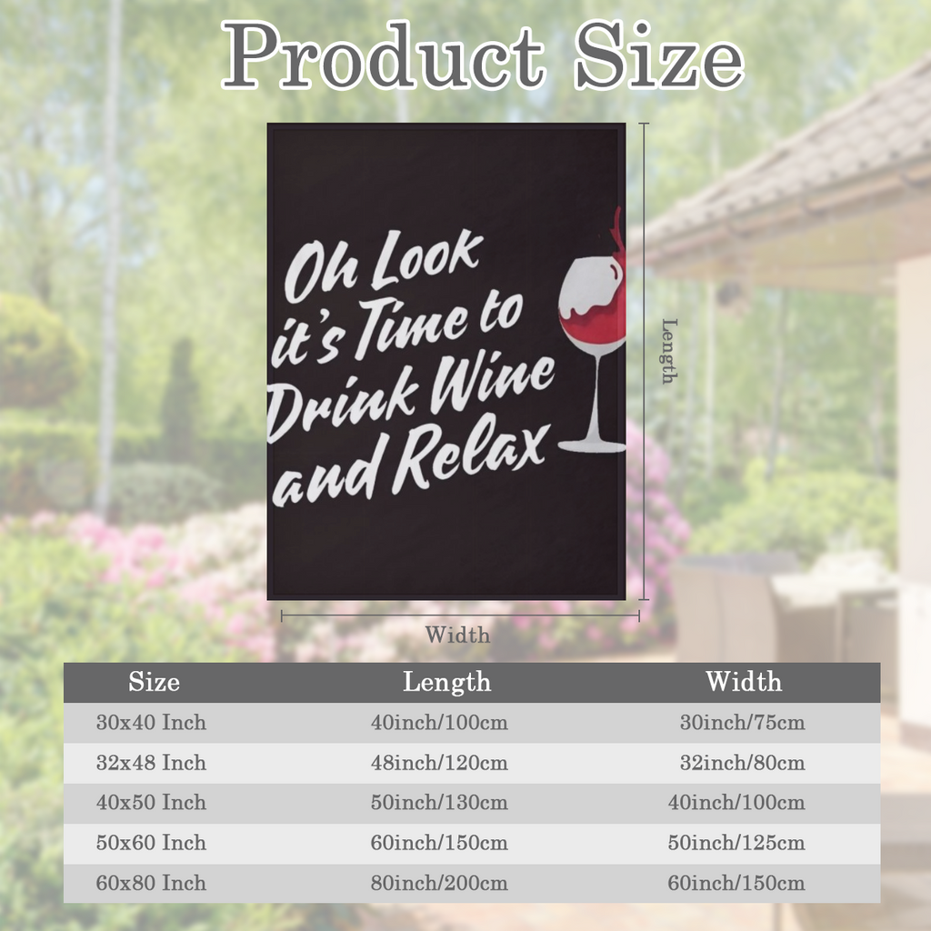Cozy Wine- Themed Flannel Blanket Oh Look It' s Time to Drink Wine and Relax Design, Perfect Gift for Wine Lovers, Soft & Warm for Home, Sofa, or Bed Use, All- Season Comfort, Wine Lover Gifts