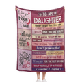 1pc to My Daughter Flannel Throw Blanket from Mom - Soft Plush Love Letter Design with Heartfelt Message, Pink & Purple Cozy Gift for Daughter, All-Season Bedspread or Couch Cover, Sentimental Keepsak