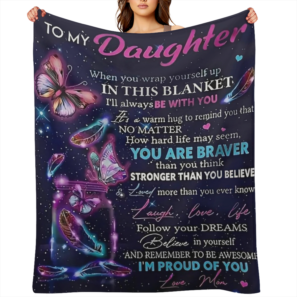 1pc Purple Envelope Blanket For My Daughter, Lightweight Flannel Throw For Sofa, Bed, Travel, Camping, Livingroom, Office, Couch, Chair, And Bed, Digital Printing Fleece Blanket With Soft And Warm Fla