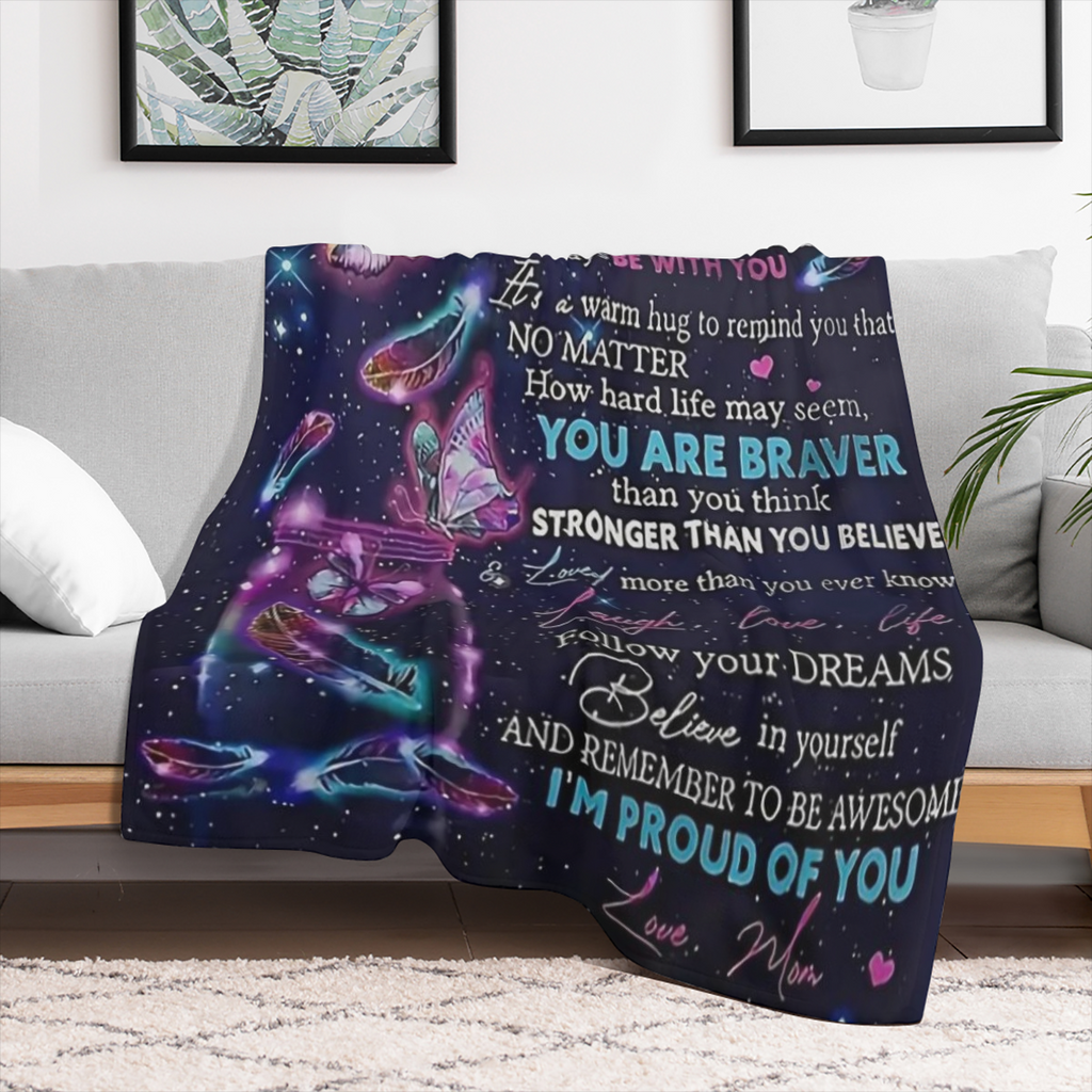 1pc Purple Envelope Blanket For My Daughter, Lightweight Flannel Throw For Sofa, Bed, Travel, Camping, Livingroom, Office, Couch, Chair, And Bed, Digital Printing Fleece Blanket With Soft And Warm Fla