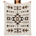 Bohemian Geometric Throw Blanket - Premium Flannel 280GSM All-Season Lightweight & Portable, Earthy Brown/Beige/White/Black/Gray - Cozy Home Decor, Travel, Camping - Christmas Birthday Valentine's Gif