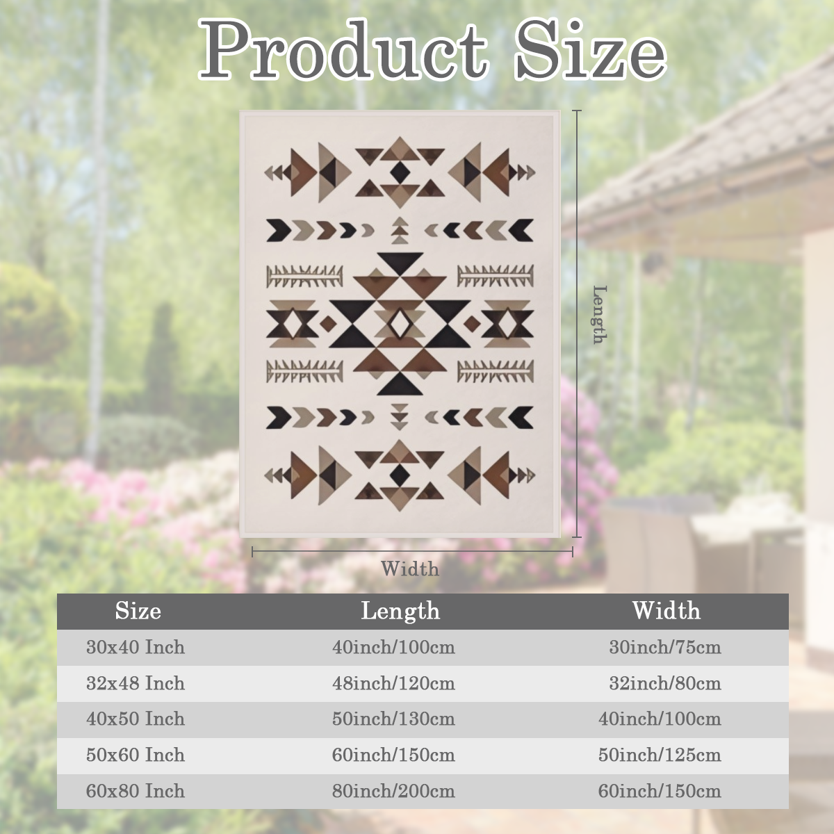 Bohemian Geometric Throw Blanket - Premium Flannel 280GSM All-Season Lightweight & Portable, Earthy Brown/Beige/White/Black/Gray - Cozy Home Decor, Travel, Camping - Christmas Birthday Valentine's Gif