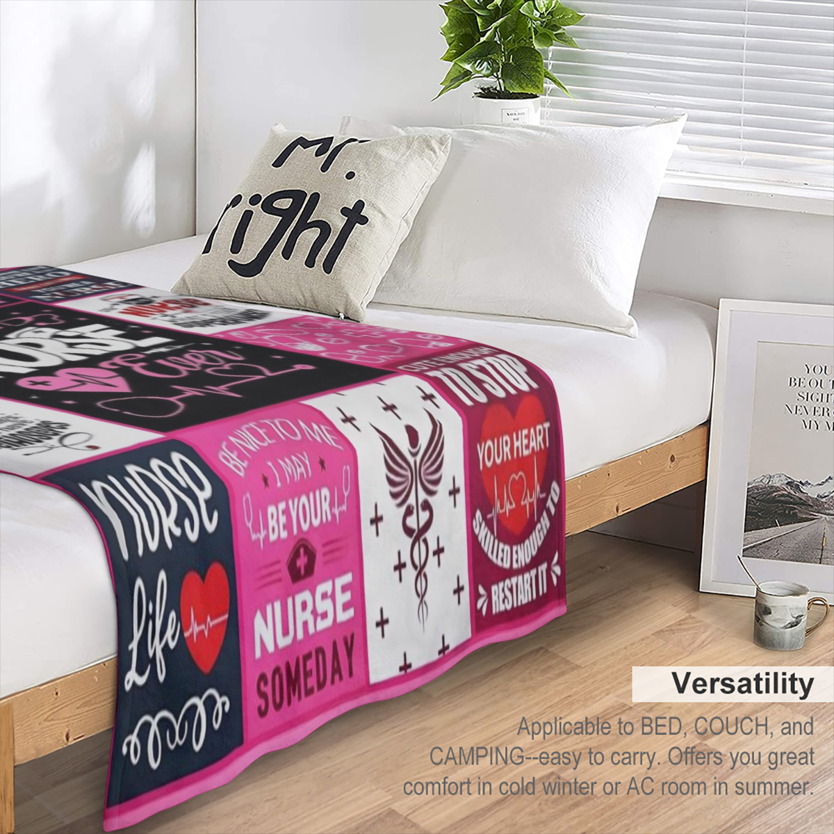 1pc Blanket Gifts for Nurses Soft Blanket Flannel Blanket for Sofa, Bed, Or Outdoor Use