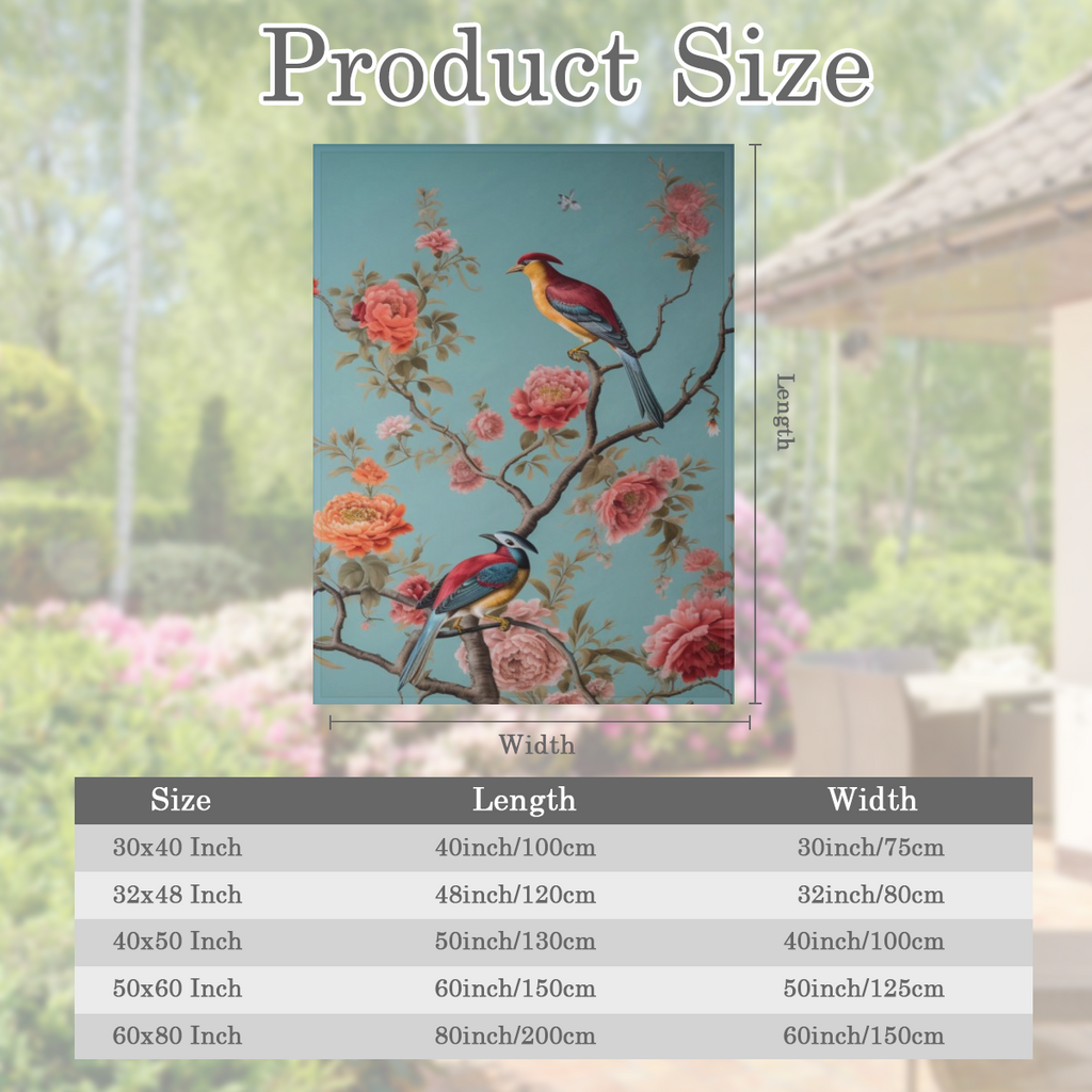 Cozy Rustic Bird & Floral Print Throw Blanket - Soft Fleece, 280GSM, Vibrant Nature Design for Couch, Sofa, Bed, or Office - Perfect All- Season Gift for Youngsters & Adults, Gift for Nature Lovers Vi