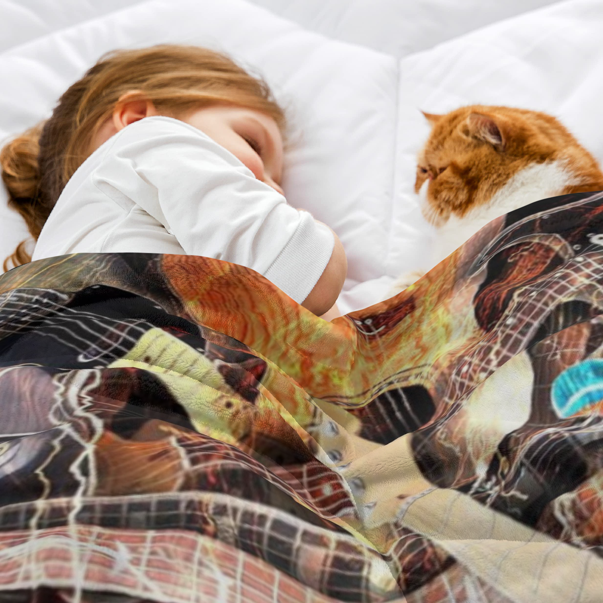 Ultra-Soft Guitar Flannel Throw Blanket Vibrant, Colorful Electric & Acoustic Guitars Design, Warm, Portable, All-Season Perfect Valentine's Gift for Music Lovers and Outdoor Enthusiasts