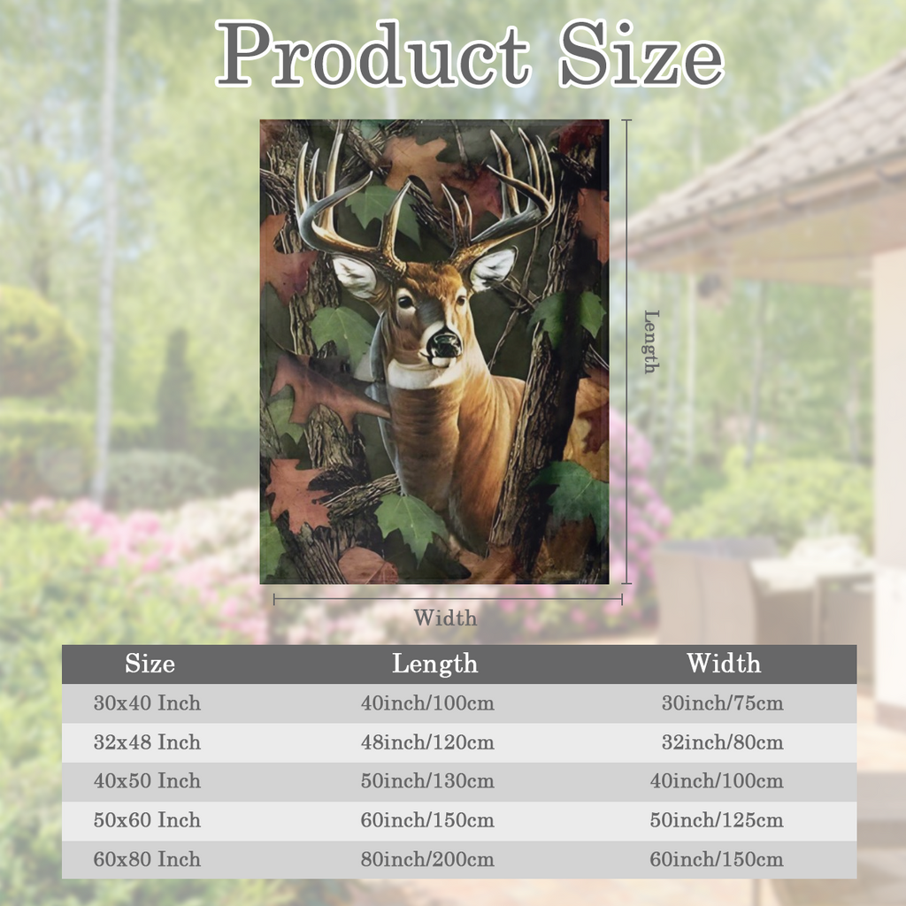 Country Forest Deer pattern flannel shawl blanket - reversible, soft and lightweight polyester with bright digital prints for all seasons - ideal for indoor and outdoor use