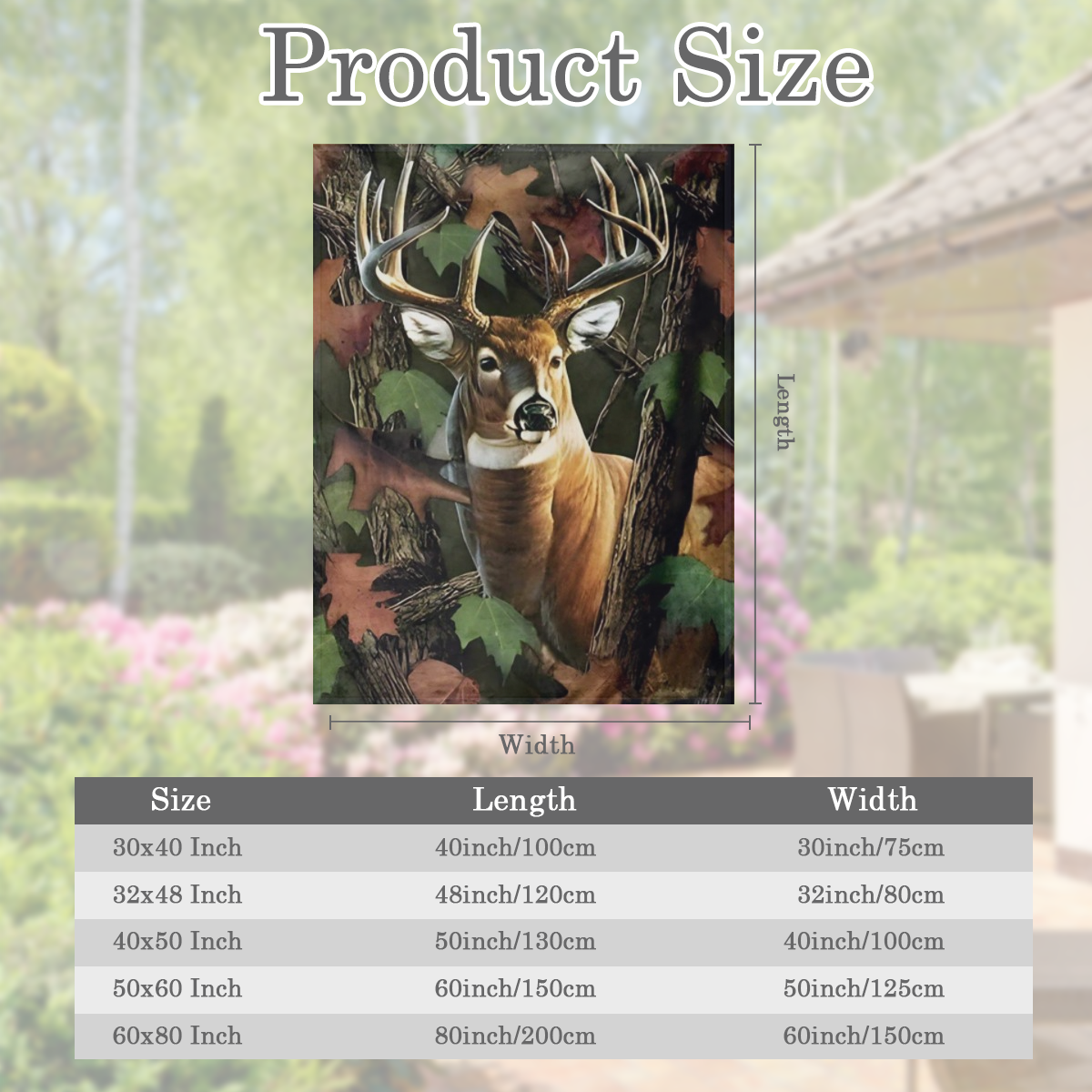 Country Forest Deer pattern flannel shawl blanket - reversible, soft and lightweight polyester with bright digital prints for all seasons - ideal for indoor and outdoor use