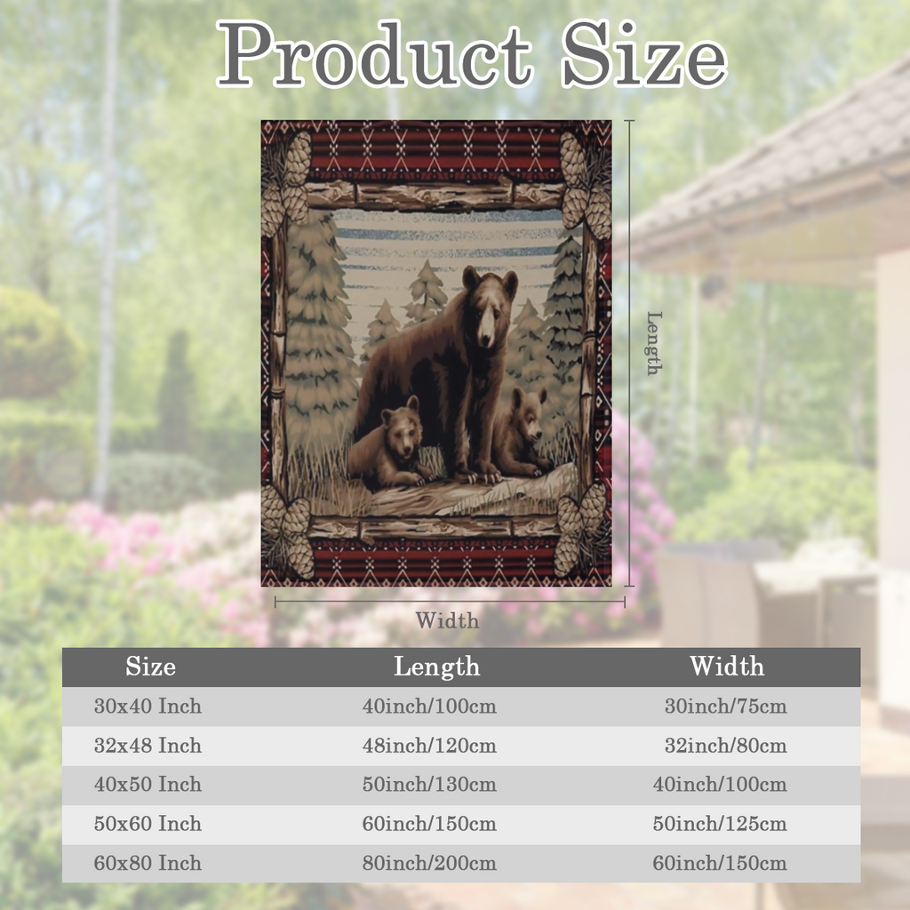 Cozy Flannel Bear Print Blanket Soft, Warm, and Tear- Resistant with Rustic Forest Design, Perfect for Sofa, Bed, Office, or Travel All- Season Gift Idea for Friends