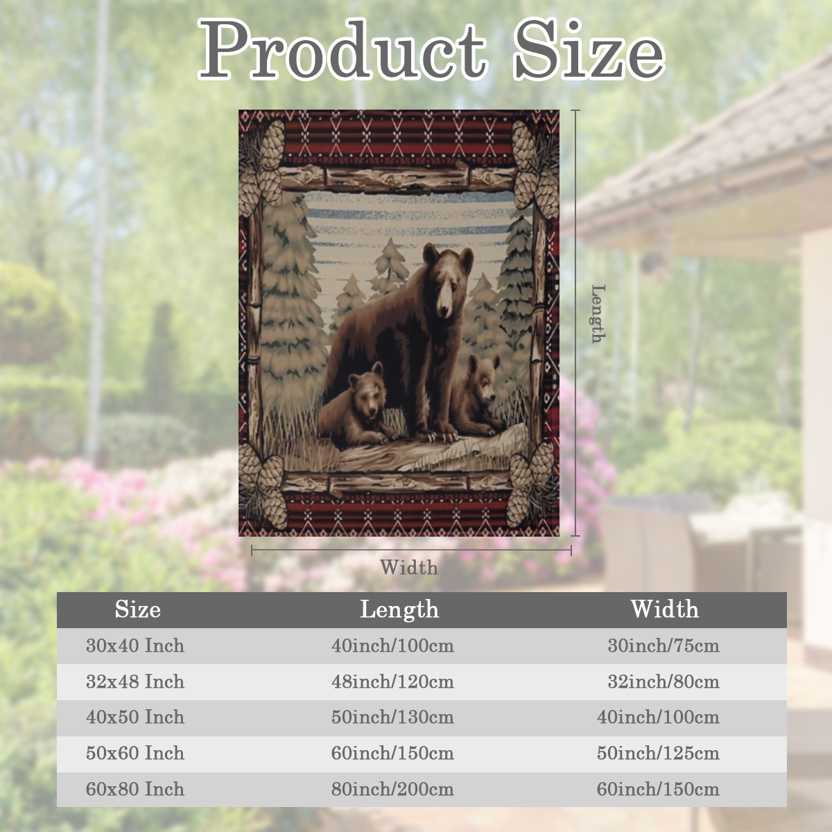 Cozy Flannel Bear Print Blanket Soft, Warm, and Tear- Resistant with Rustic Forest Design, Perfect for Sofa, Bed, Office, or Travel All- Season Gift Idea for Friends
