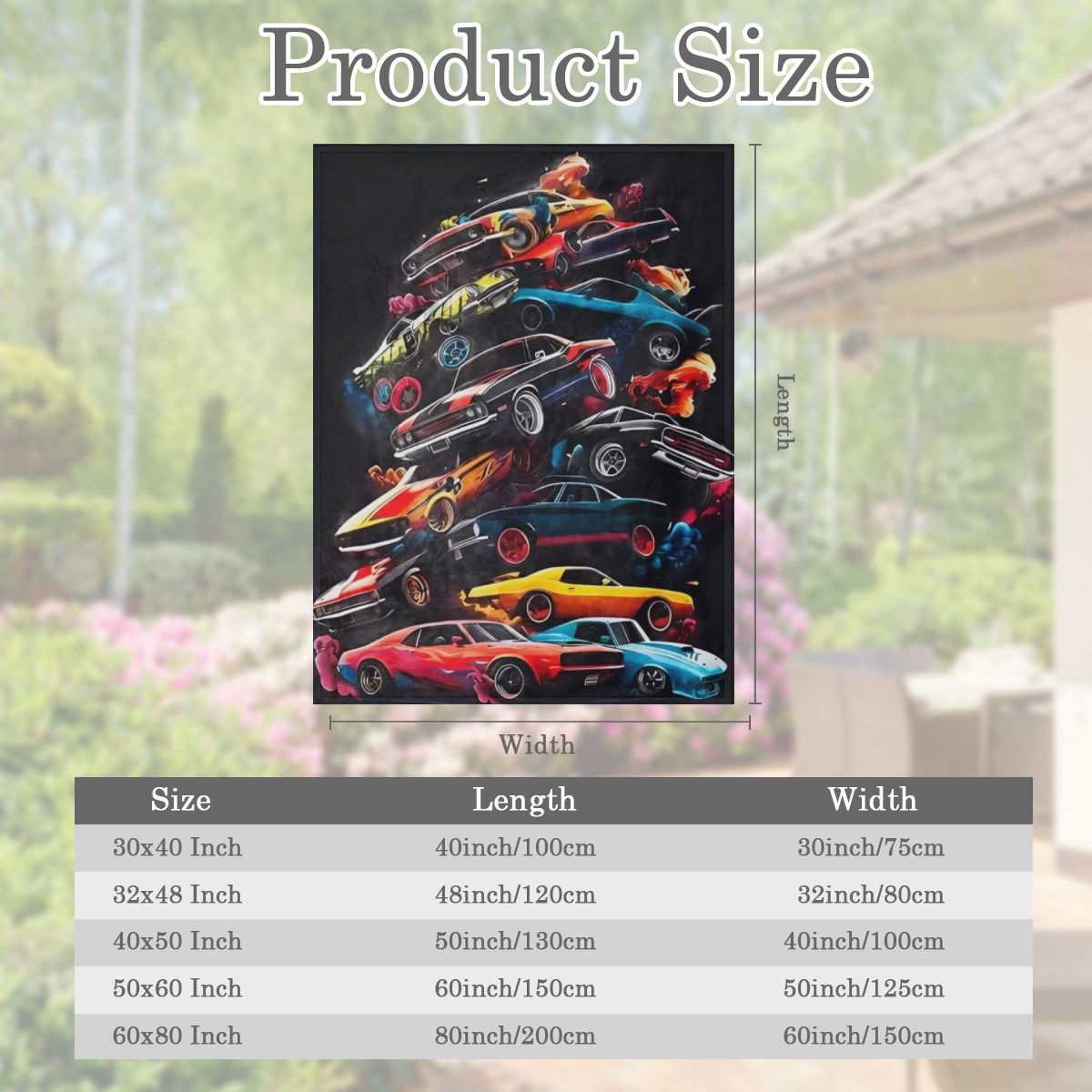 Muscle Cars Flannel Fleece Throw Blanket - Contemporary Cartoon-Style Print Mixed Color Digital Printing Lightweight Warmth for All Seasons Ideal Gift for Boys Teens Adults and Car Enthusiasts