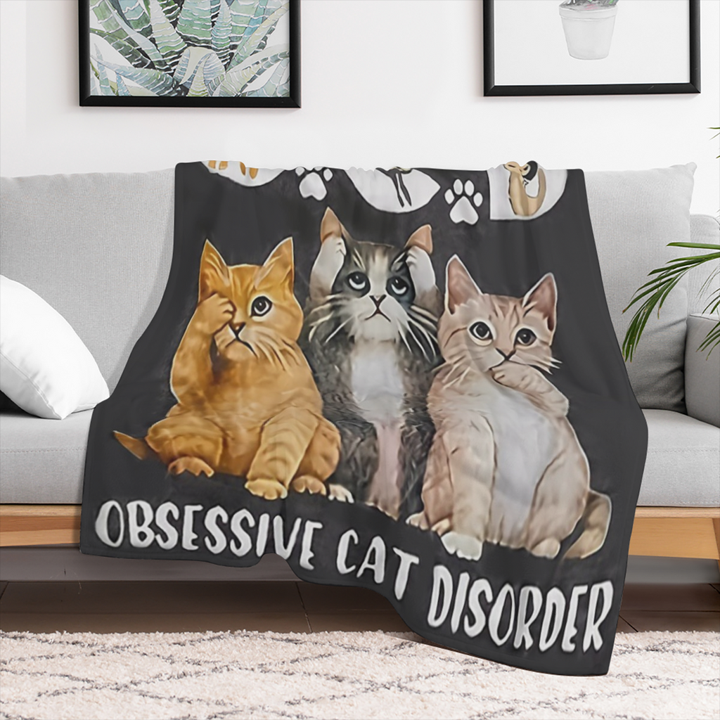 1pc Soft & Cozy Cat Pattern Flannel Blanket, Personality Comfort Throw for Sofa, Bed, Office, Camping & Travel, Multi- Purpose Blanket