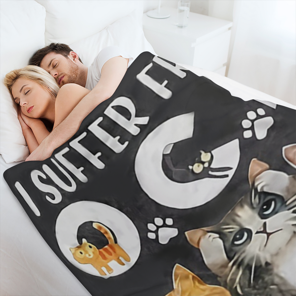 1pc Soft & Cozy Cat Pattern Flannel Blanket, Personality Comfort Throw for Sofa, Bed, Office, Camping & Travel, Multi- Purpose Blanket
