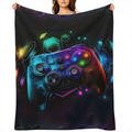 1pc Fashion Cool Gamepad Print Blanket, Flannel Blanket, Soft Warm Throw Blanket Nap Blanket For Couch Sofa Office Bed Camping Travel, Multi- purpose Gift Blanket For All Season
