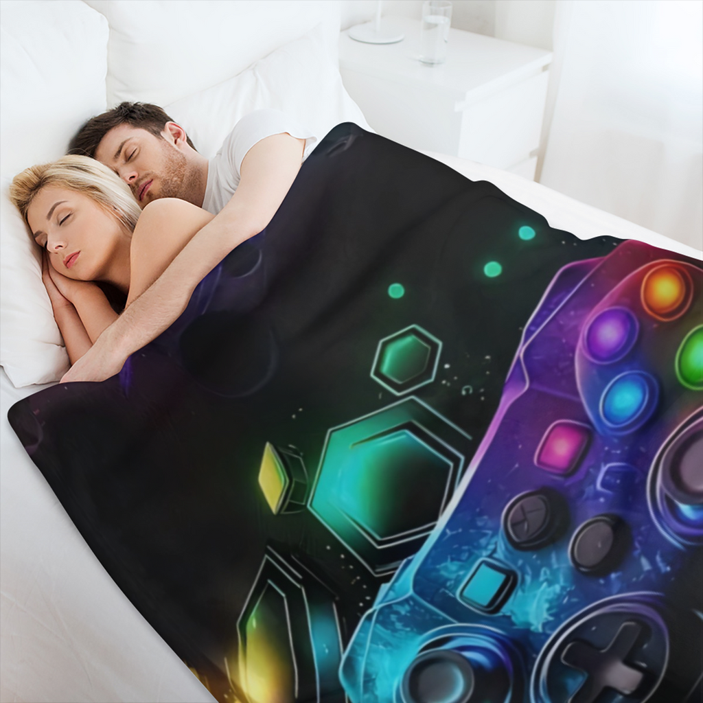 1pc Fashion Cool Gamepad Print Blanket, Flannel Blanket, Soft Warm Throw Blanket Nap Blanket For Couch Sofa Office Bed Camping Travel, Multi- purpose Gift Blanket For All Season
